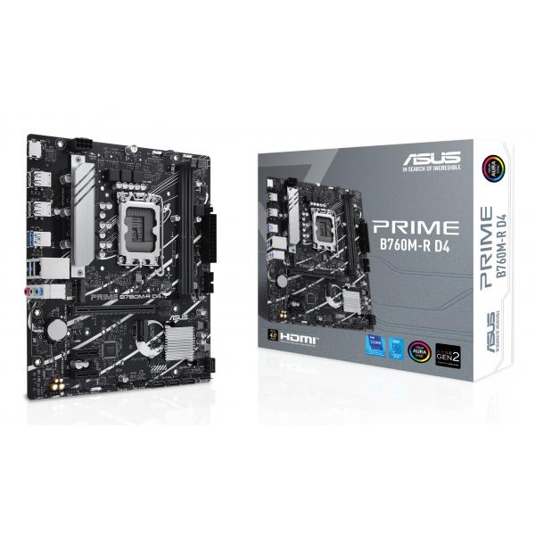 ASUS PRO B760M-R D4 - scheda madre - micro ATX - presa LGA1700 - chipset B760 - USB 3.2 Gen 1 - 2.5 Gigabit LAN - grafica integrata (CPU richiesta)