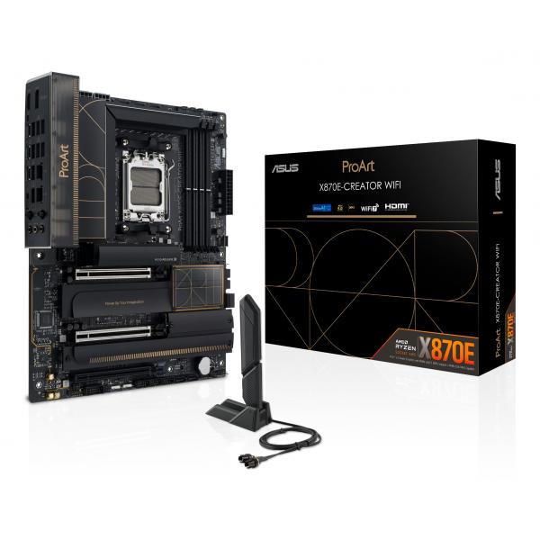 ASUS ProArt X870E-CREATOR WIFI - Motherboard - ATX - Socket AM5 - AMD X870E Chipsatz - USB4, USB-C 3.2 Gen 2x2, USB 3.2 Gen 2, USB 3.2 Gen 1 - Wi-Fi 7, 10 Gigabit LAN, Bluetooth - Onboard-Grafik (CPU erforderlich)