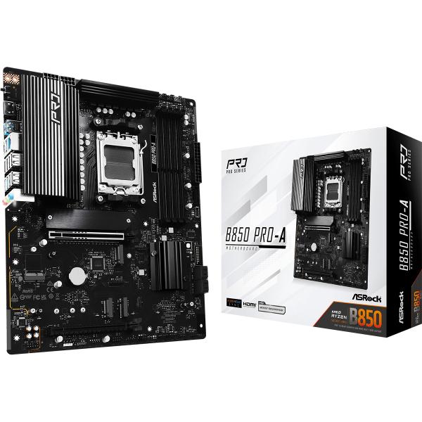 ASRock B850 Pro-A - scheda madre - ATX - Socket AM5 - Chipset AMD B850 - USB-C 3.2 Gen 2x2, USB-C 3.2 Gen 1, USB 3.2 Gen 1, USB-C 3.2 Gen2 - 2,5 Gigabit LAN - grafica integrata (CPU richiesta)