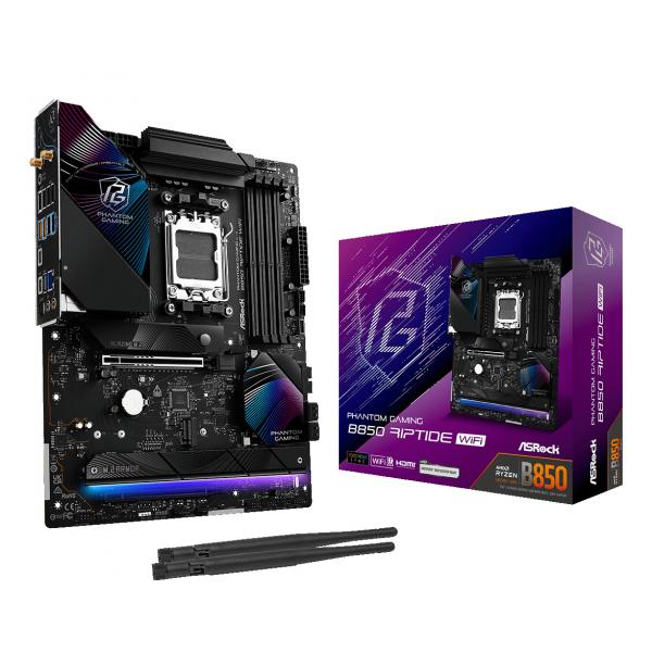 ASRock Phantom Gaming B850 Riptide WiFi - Motherboard - ATX - Socket AM5 - AMD B850 Chipsatz - USB-C 3.2 Gen 2x2, USB-C 3.2 Gen2, USB 3.2 Gen 2, USB 3.2 Gen 1 - Wi-Fi 7, Bluetooth, 2.5 Gigabit LAN - Onboard-Grafik (CPU erforderlich)