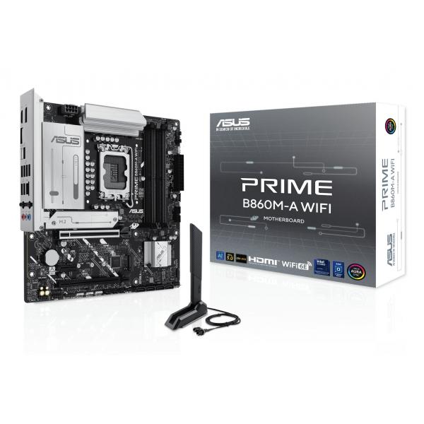 ASUS PRIME B860M-A WIFI - scheda madre - micro ATX - presa LGA1851 - chipset B860 - USB-C 3.2 Gen 2x2, USB 3.2 Gen 2, USB 3.2 Gen 1, USB-C 3.2 Gen 1 - 2.5 Gigabit LAN, Bluetooth, Wi-Fi 6E - grafica integrata (CPU richiesta)