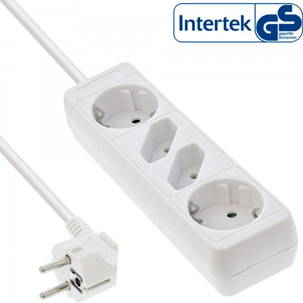 Multipresa InLine - 4 vie - 2x contatto di protezione + 2x Euro - bianco - 5 m