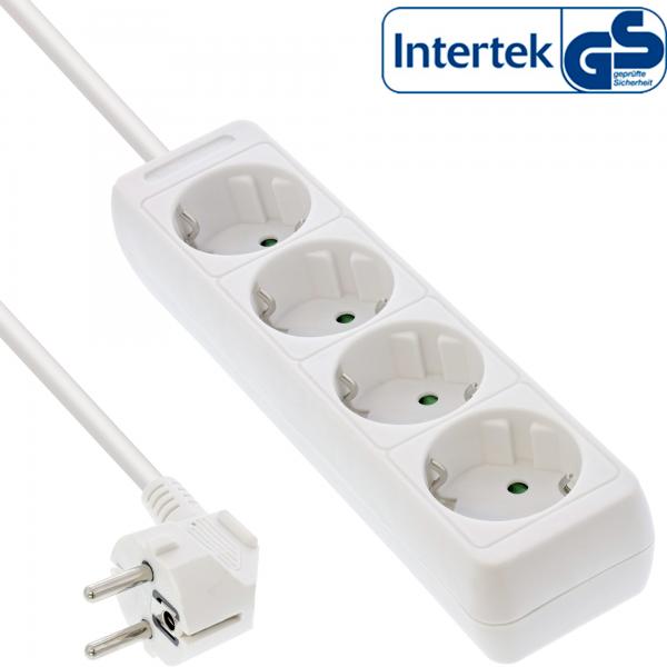 Multipresa InLine - Contatto di protezione a 4 vie bianco - 3 m