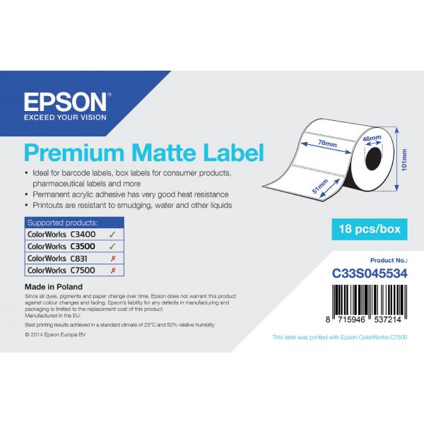 Epson Premium - Opaco - 76 x 51 mm 650 etichetta(e) (1 rotolo(i)
