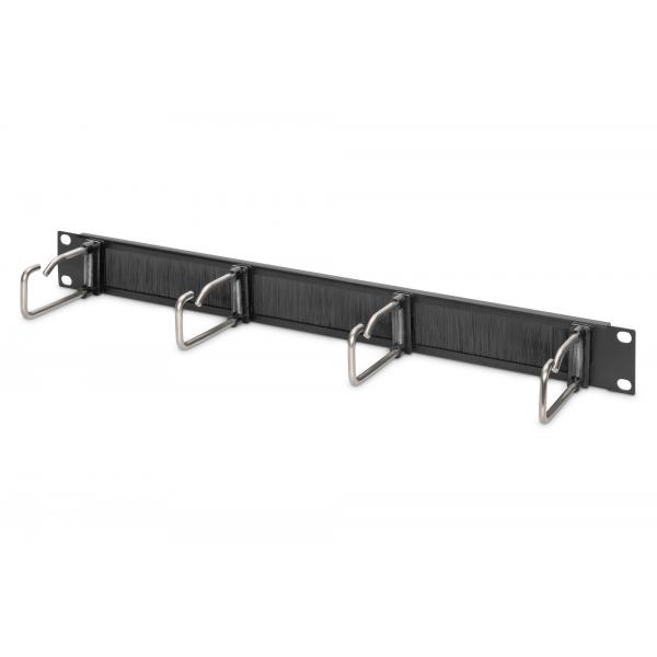 Pannello di gestione cavi DIGITUS con staffe in acciaio e listello a spazzola per armadi da 482,6 mm (19"), 1U