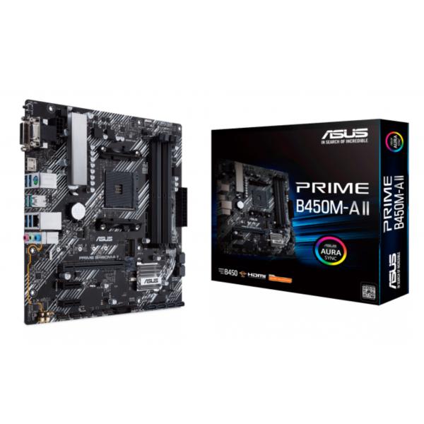ASUS PRIME B450M-A II - Motherboard - micro ATX - Socket AM4 - AMD B450 Chipsatz - USB 3.2 Gen 1, USB 3.2 Gen 2 - Gigabit LAN - Onboard-Grafik (CPU erforderlich)