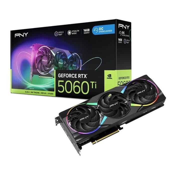 PNY - Scheda grafica - GeForce RTX™ 5060 Ti - 16 GB - ARGB Overclocked Triple Fan DLSS 4