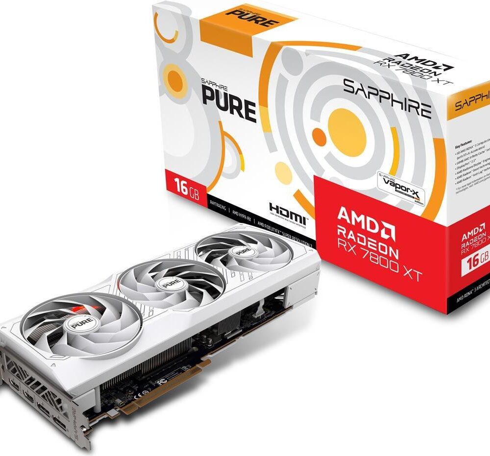 Sapphire Pure Radeon RX 7800 XT 16GB - Grafikkarten - Radeon RX 7800 XT - 16GB GDDR6 - PCIe 4,0 x16 - 2 x DisplayPort, 2 x HDMI (11330-03-20G)