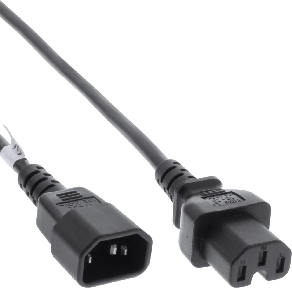 InLine 20er Bulk-Pack Netzkabelverlängerung Warmgerätestecker gerade C15 auf - Kabel - 3 m - IEC (B-16811C)