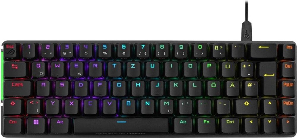 ASUS ROG Falchion Ace - Tastatur - 65% - compact - mit Touchpanel - backlit - USB - QWERTZ - Deutsch - Tastenschalter: ROG NX Red - Schwarz (90MP03VE-BKDA20)