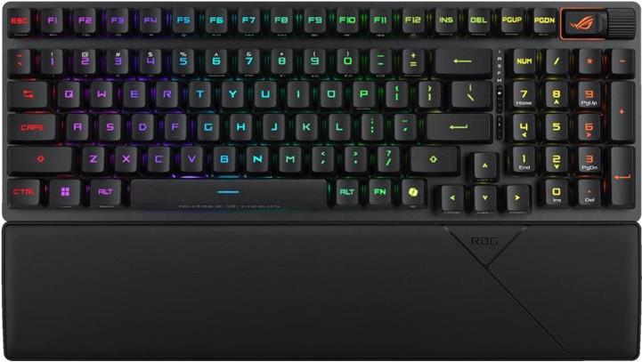 ASUS ROG Strix Scope II RX - Tastatur - 96% - hintergrundbeleuchtet - kabellos - 2,4 GHz, Bluetooth 5,1, USB - QWERTZ - Deutsch - Tastenschalter: ROG RX RED optisch mechanisch - Schwarz (90MP03S0-BKDA20)