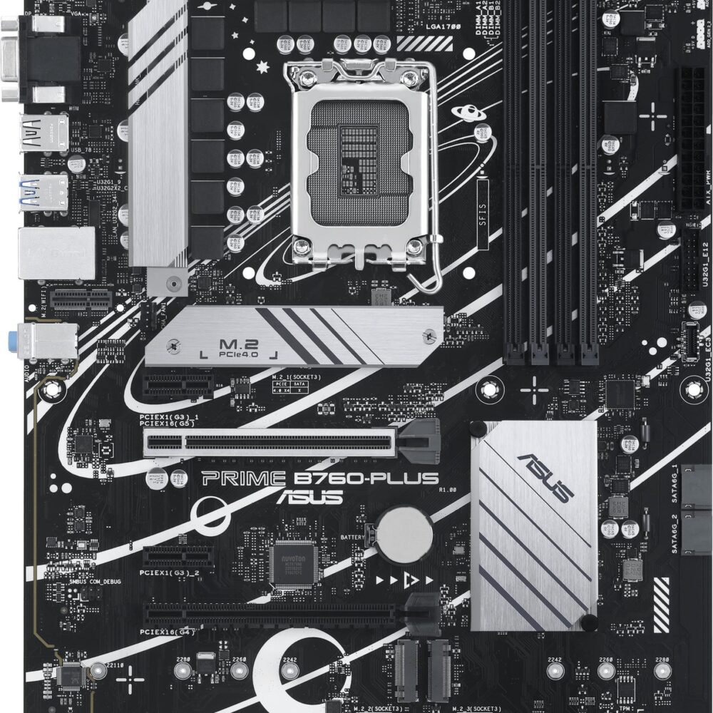 ASUS PRIME B760-PLUS - Motherboard - ATX - LGA1700-Sockel - B760 Chipsatz - USB 3,2 Gen 1, USB 3,2 Gen 2, USB4, USB-C 3,2 Gen 2x2, USB-C 3,2 Gen 1 - 2,5 Gigabit LAN - Onboard-Grafik (CPU erforderlich) - HD Audio (8-Kanal) (90MB1EF0-M1EAY0)