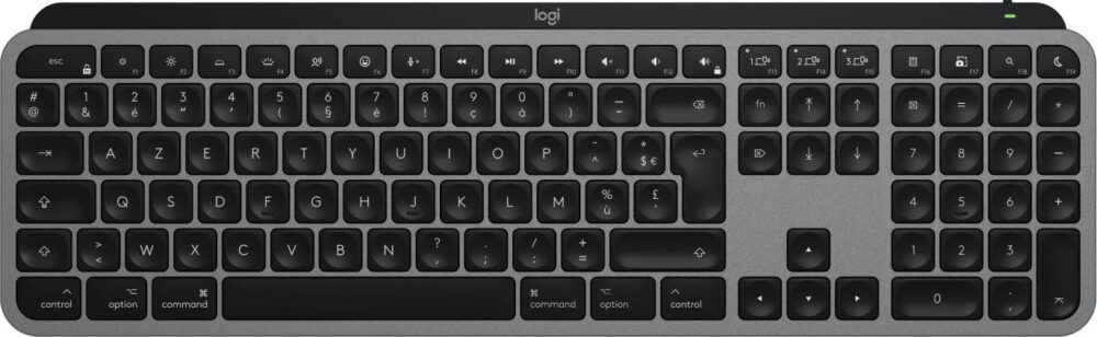 Logitech Master Series MX Keys S for Mac - Tastatur - full size - hinterleuchtet - kabellos - Bluetooth LE - AZERTY - Französisch - Space-grau (920-011625)