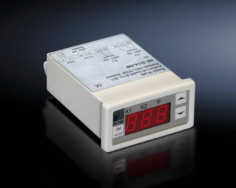 Rittal SK - Rack digitales Thermometer und Thermostat - Wand montierbar, Rack montierbar - AC 100-230 - DC 24-60 V - RAL 7035 (3114200)