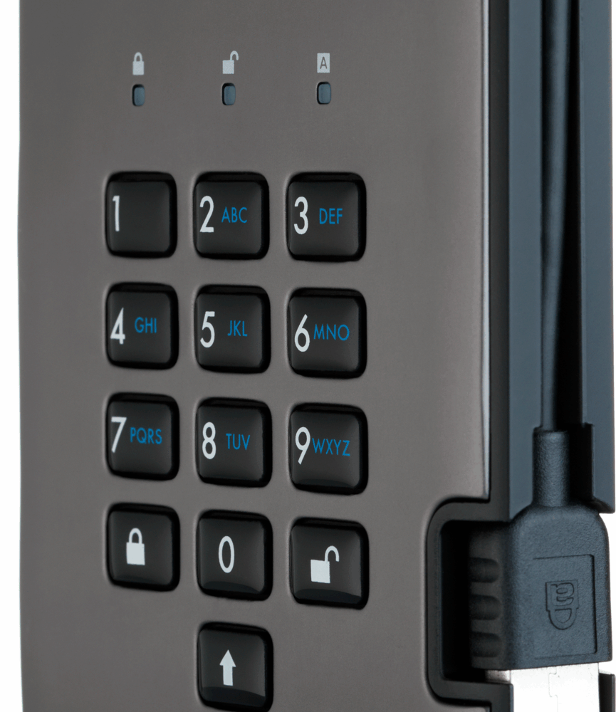 iStorage diskAshur PRO² - SSD - verschlüsselt - 2 TB - extern (tragbar) - USB 3.1 - FIPS 197, 256-bit SHA, 256-bit AES-XTS