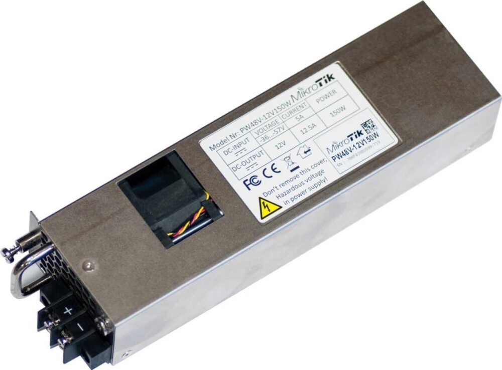 MikroTik PW48V-12V150W - Stromversorgung Hot-Plug (Plug-In-Modul) - 150 Watt - für Cloud Core Router CCR1072-1G-8S+, CCR1072-1G-S+ (PW48V-12V150W)