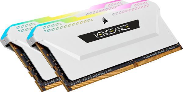 Corsair Vengeance RGB PRO SL - DDR4 - Kit - 32 GB: 2 x 16 GB - DIMM 288-PIN - 3600 MHz / PC4-28800 - CL18 - 1.35 V - ungepuffert - non-ECC - weiß (CMH32GX4M2D3600C18W)