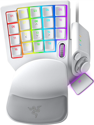 Razer Tartarus Pro - Tastenfeld - mit 8-way directional thumbpad, Scroll-Rädchen, Key-Map-Anzeige, Hyperesponse Daumentaste, Leertaste-Aktuator - hintergrundbeleuchtet - USB - Tastenschalter: Razer Analog Optical Switches - Mercury White (RZ07-03110200-R3M1)