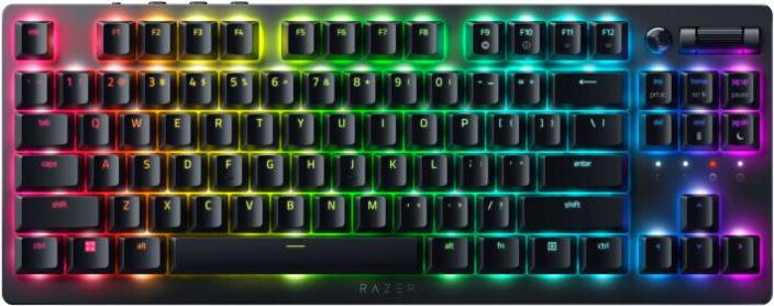 Razer DeathStalker V2 Pro - Tastatur - Ohne Zehnertastatur - Hintergrundbeleuchtung - kabellos - 2,4 GHz, USB-C, Bluetooth 5,0 - QWERTY - Deutsch - Tastenschalter: Razer linearer optischer Switch rot - Schwarz (RZ03-04370400-R3G1)