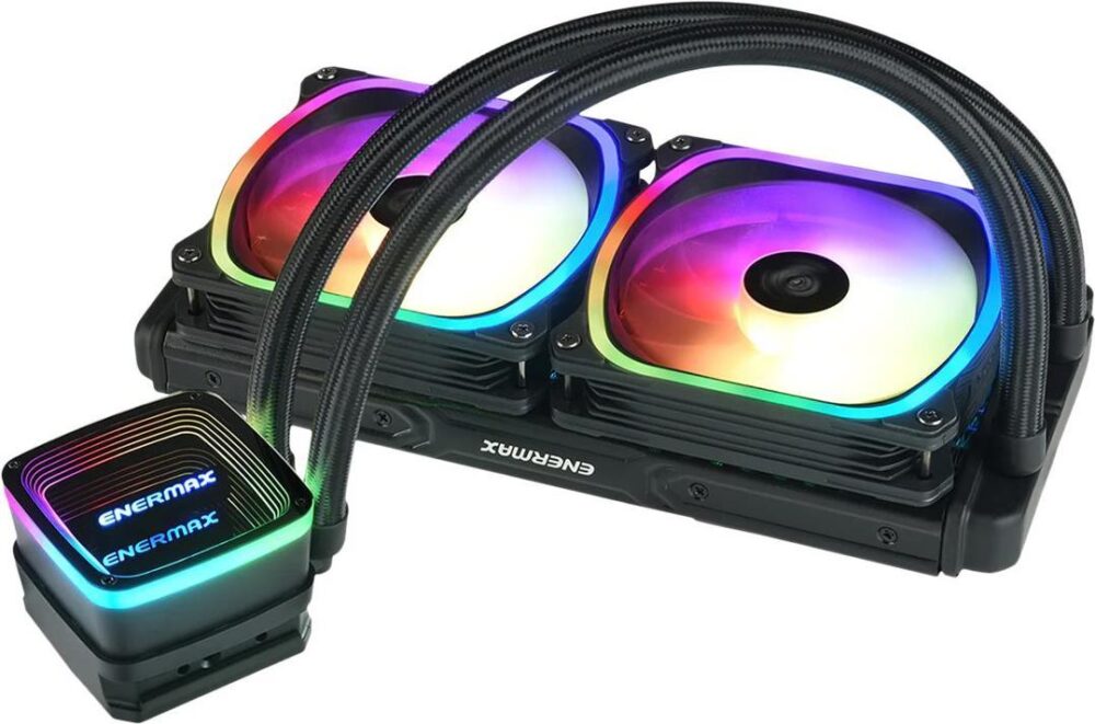 ENERMAX AQUAADV ARGB 240 AIO CPU Wasserkuehlung Intel LGA1700 AM5 Ready 330W+ TDP 2x 120mm PWM SquA RGB-Luefter (ELC-AQFA240-SQA)