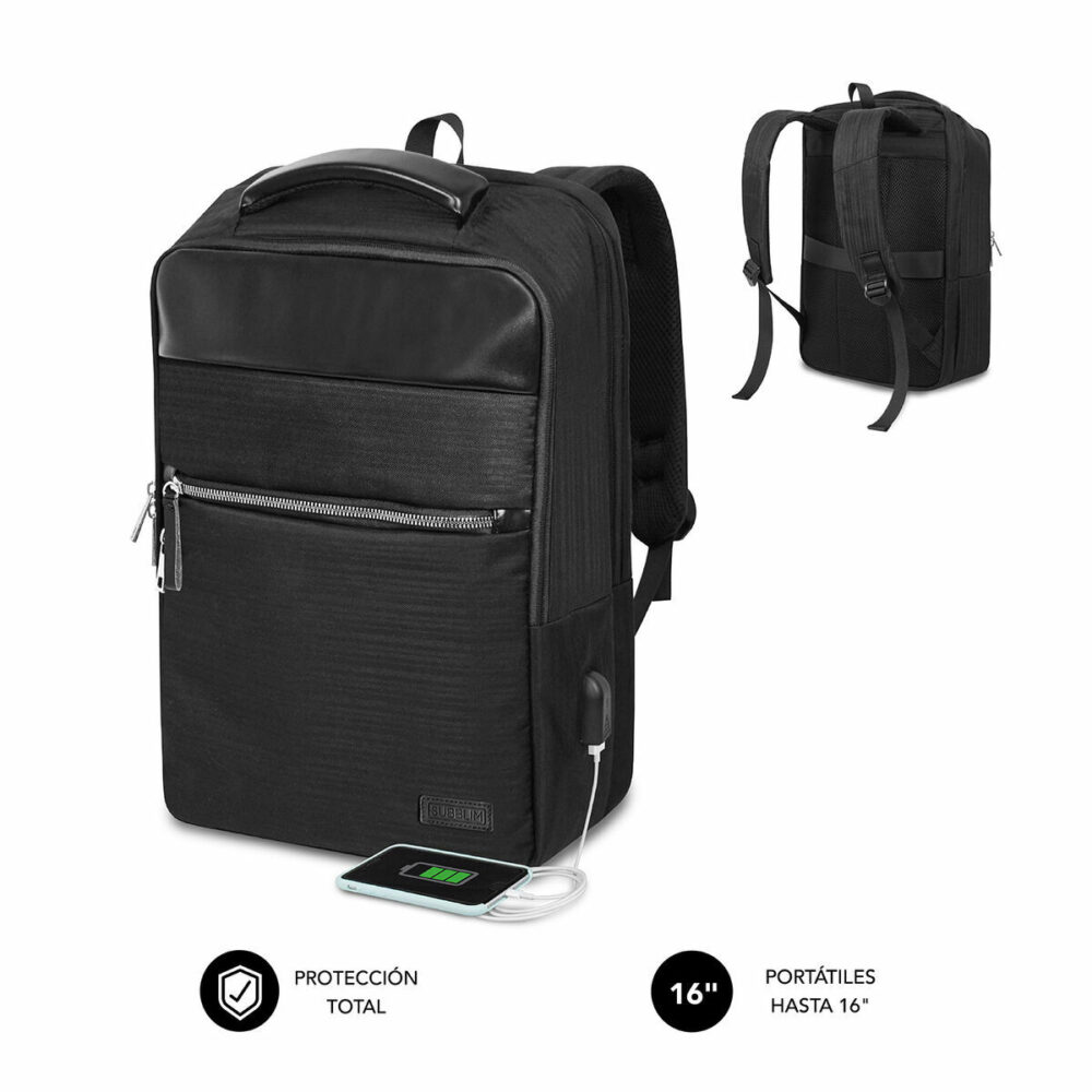 Zaino per Portatile Subblim SUBBP-2BL1015 Nero Bianco/Nero