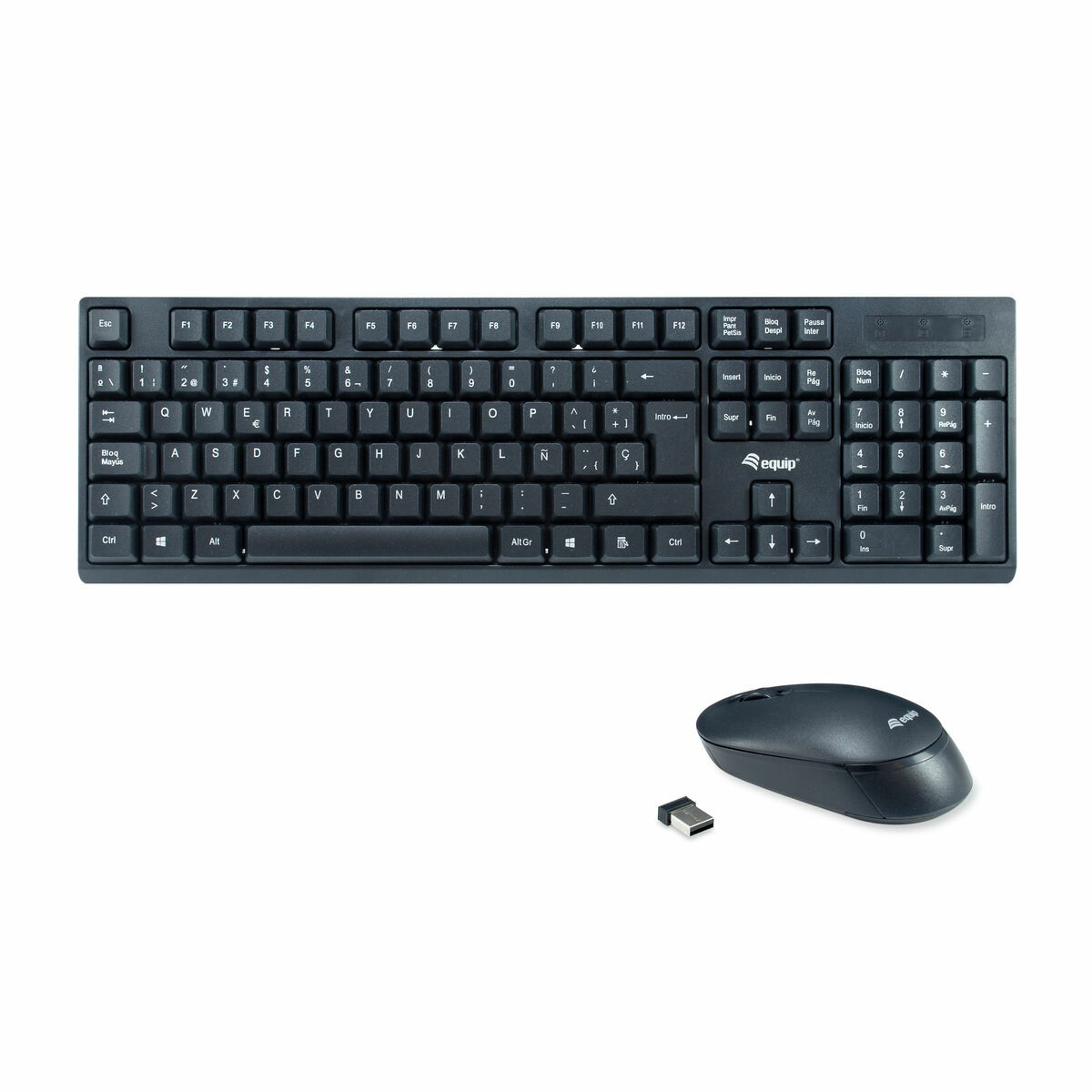 Tastiera Equip 245221 Nero Qwerty in Spagnolo Spagnolo