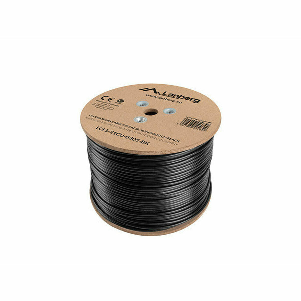 Cavo di Rete Rigido FTP Categoria 5e Lanberg LCF5-21CU-0305-BK Nero 305 m