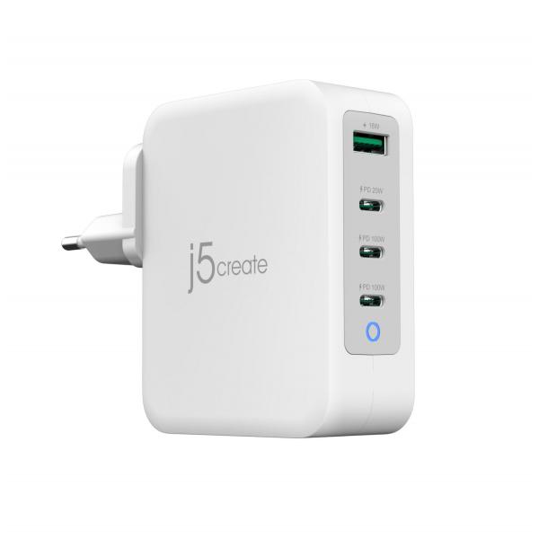 j5create JUP43130E-EN - Caricatore GaN USB-C® a 4 porte da 130W - UE (130W GAN USB-C 4-PORT CHARGER - EU)