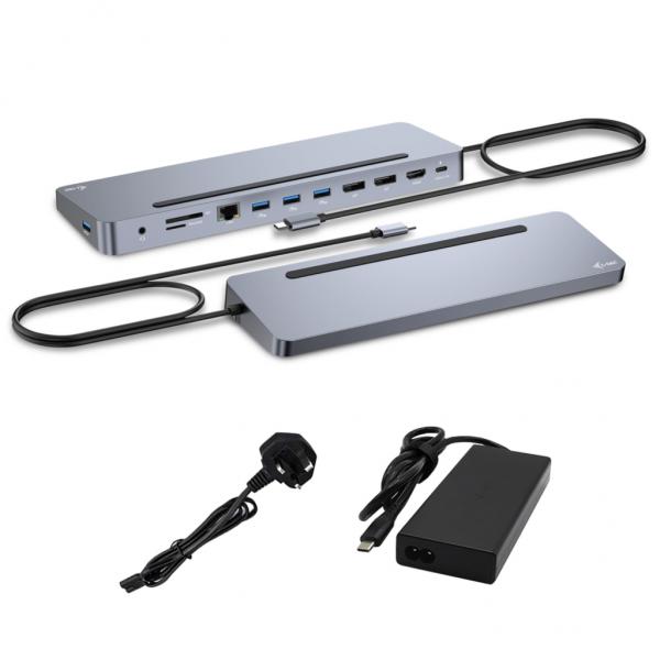 i-tec USB-C Metal Ergonomic 3x 4K Display Docking Station with Power Delivery 100 W + Universal Charger 100 W (I-TEC USB-C ERGO DOCK + CHARGER - 3X LCD + CHARGER 100W [BUNDLE])