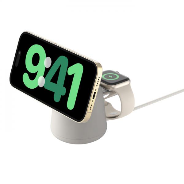 Belkin WIZ020MYH36 Caricabatterie per dispositivi mobili Cuffie, Smartphone, Orologio intelligente Antracite USB Carica wireless Ricarica rapida Interno (BOOST CHARGE PRO 2IN1 MAGSAFE - 15W CHARGING STAND CHARCOAL)