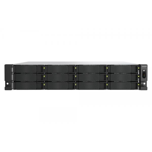 QNAP TS-h1277AXU-RP NAS Armadio [2U] AMD Ryzen™ 5 16 GB DDR5 216 TB HDD QNAP QTS Alluminio, Nero (QNAP TS-H1277AXU-RP-R5-16G 216TB [Seagate Exos] 2U 12-bay 3.5 SATA HDD NAS; AMD Ryzen 5 7000 series 6C12T [boost up to 5.1 GHz]; 16GB DDR5 non-ECC RAM [max. 128GB total]; 2x M.2 2280 PCIe Gen5 x2 slots for SSD cache; 2x 10GBASE-T + 2x 2.5 GbE RJ45; 3 x PCIe Gen 4 expansion slots; 2 x 550W redundant power supply; with rail kit. Support rail kit RAIL-B02. [3Years warranty])
