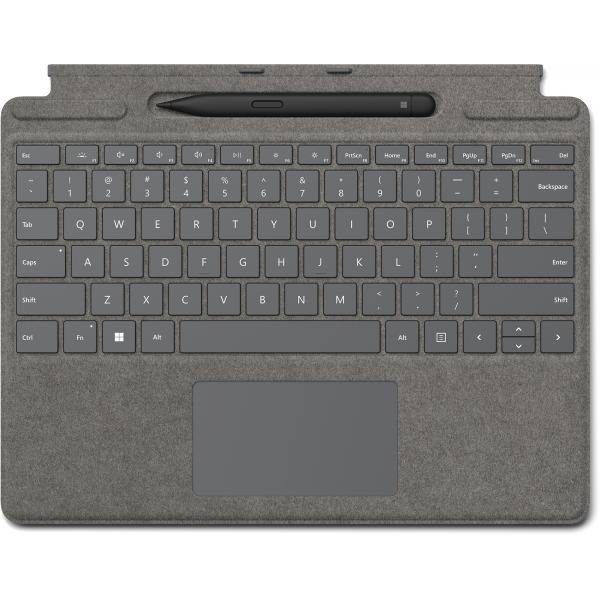 Microsoft Surface Pro Signature Keyboard w/ Slim Pen 2 QWERTY Microsoft Cover port Platino (PRO 8/9 SIGNATURE COPILOT TYPE - COVER W/ SLIM PEN 2 BUNDLE PLATI) - Versione UK