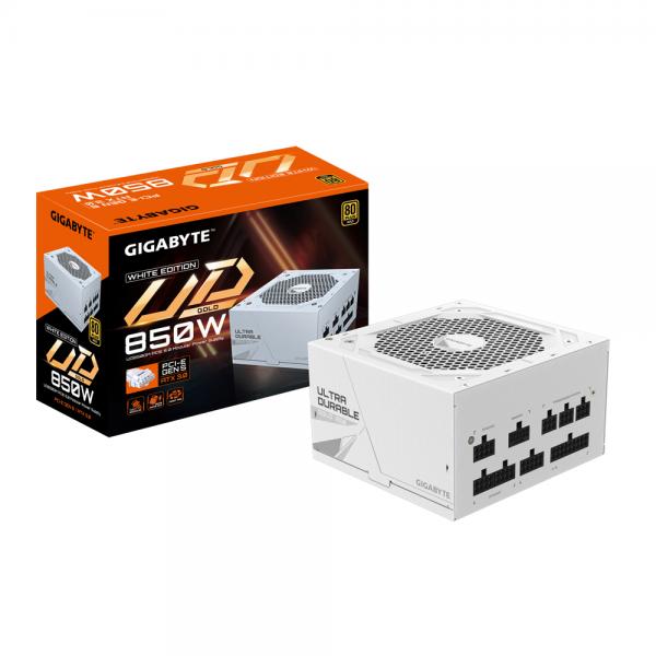 GIGABYTE UD850GM PG5W Alimentatore - PCIe 5.0, 80 PLUS Gold, Design completamente modulare, Ventola da 120 mm, Compatibile con ATX 3.0, Spina EU