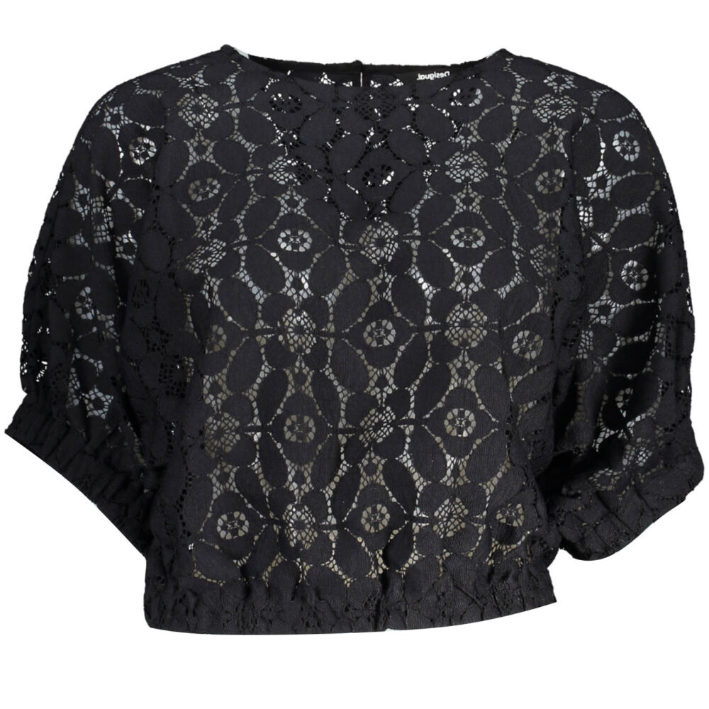 DESIGUAL T-SHIRT MANICHE CORTE DONNA NERO