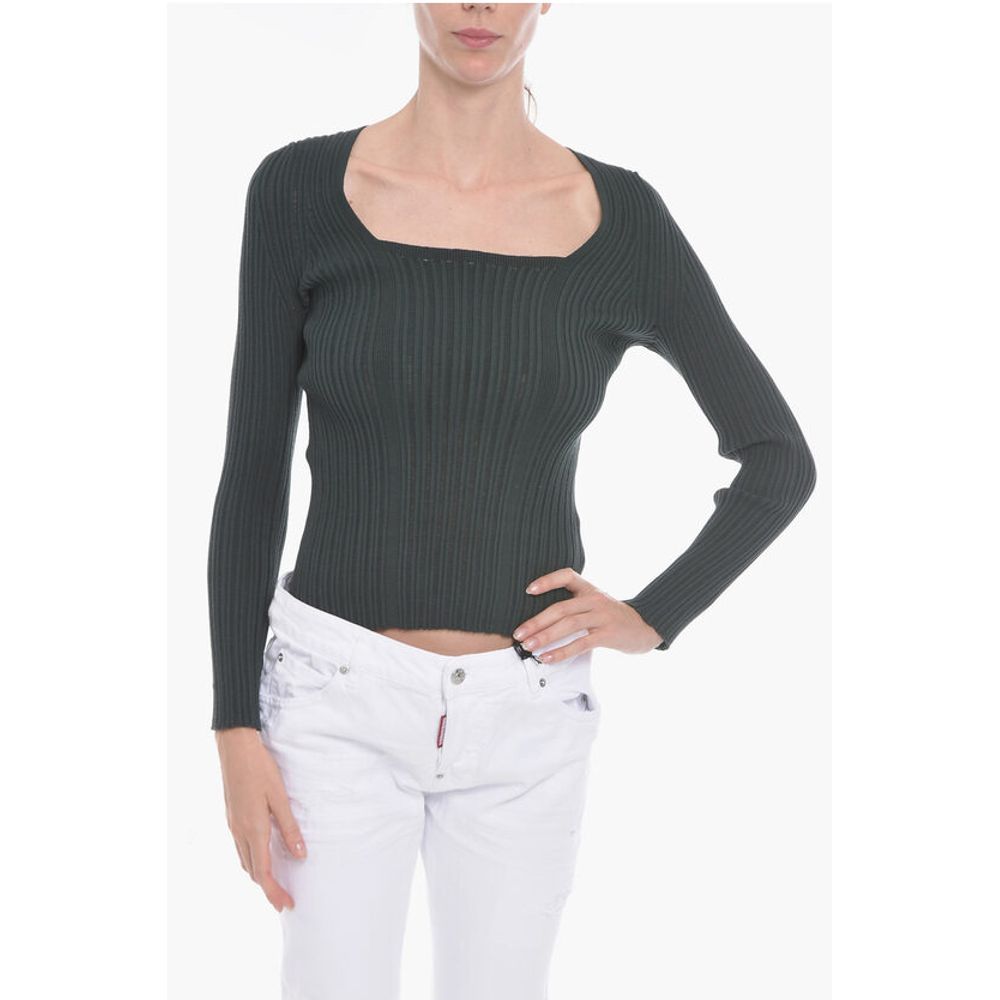 Squared Neck FINESSE Ribbed Sweater