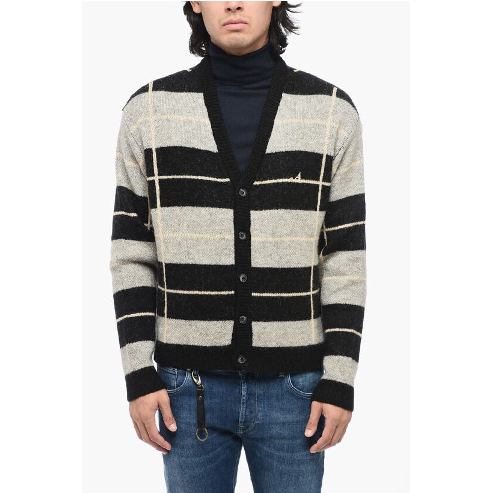 Two-tone Striped V-Neck Cardigan