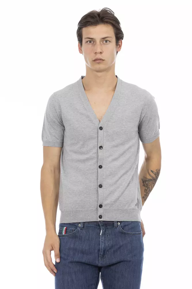 Gray Cotton Men's Sweater