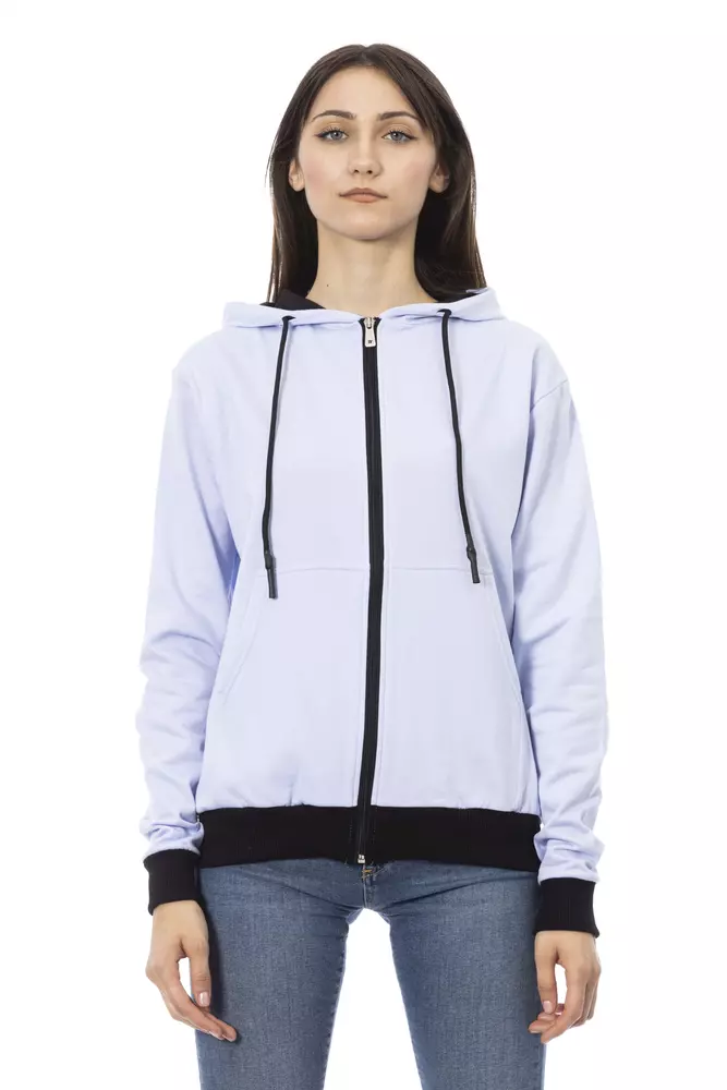 Purple Cotton Women Sweater with Adjustable Hood