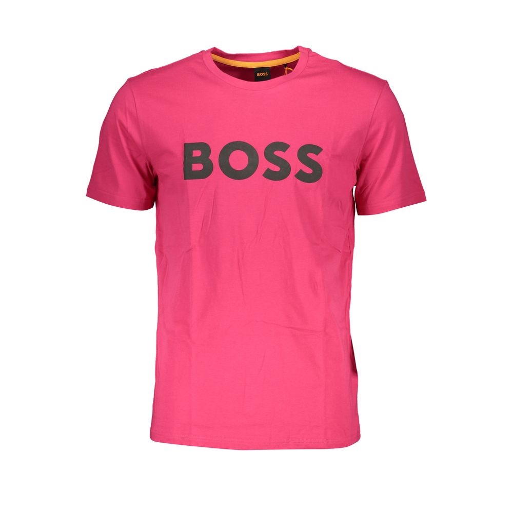 Pink Cotton Men T-Shirt