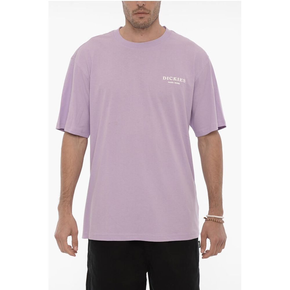 Crew-neck Cotton T-shirt with Embossed Print