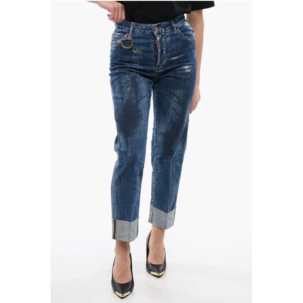 Dark Washed Boston Fit Denims with Cuffs 18cm