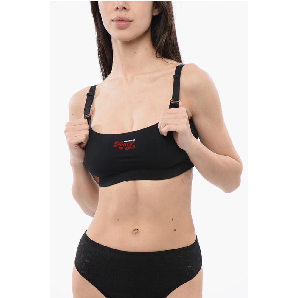 Sporty Bra with Flocked Logo