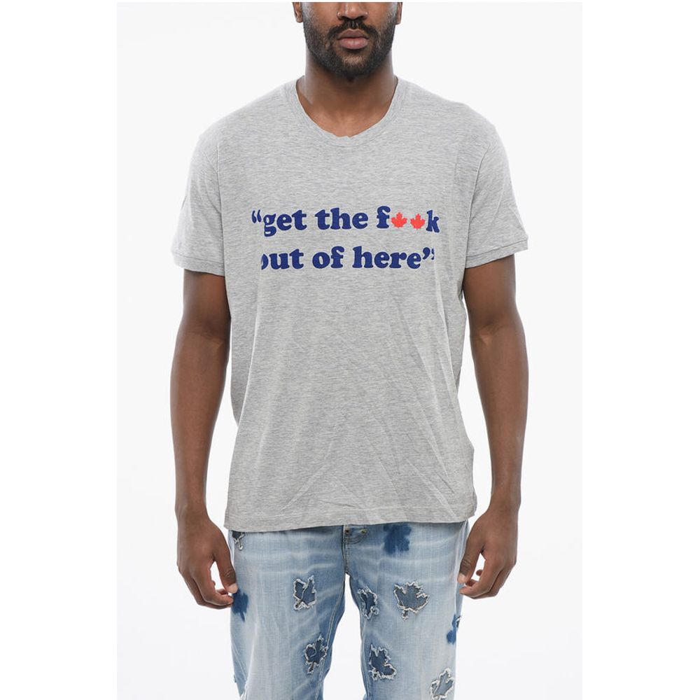 Crew Neck OUT OF HERE Cotton T-Shirt