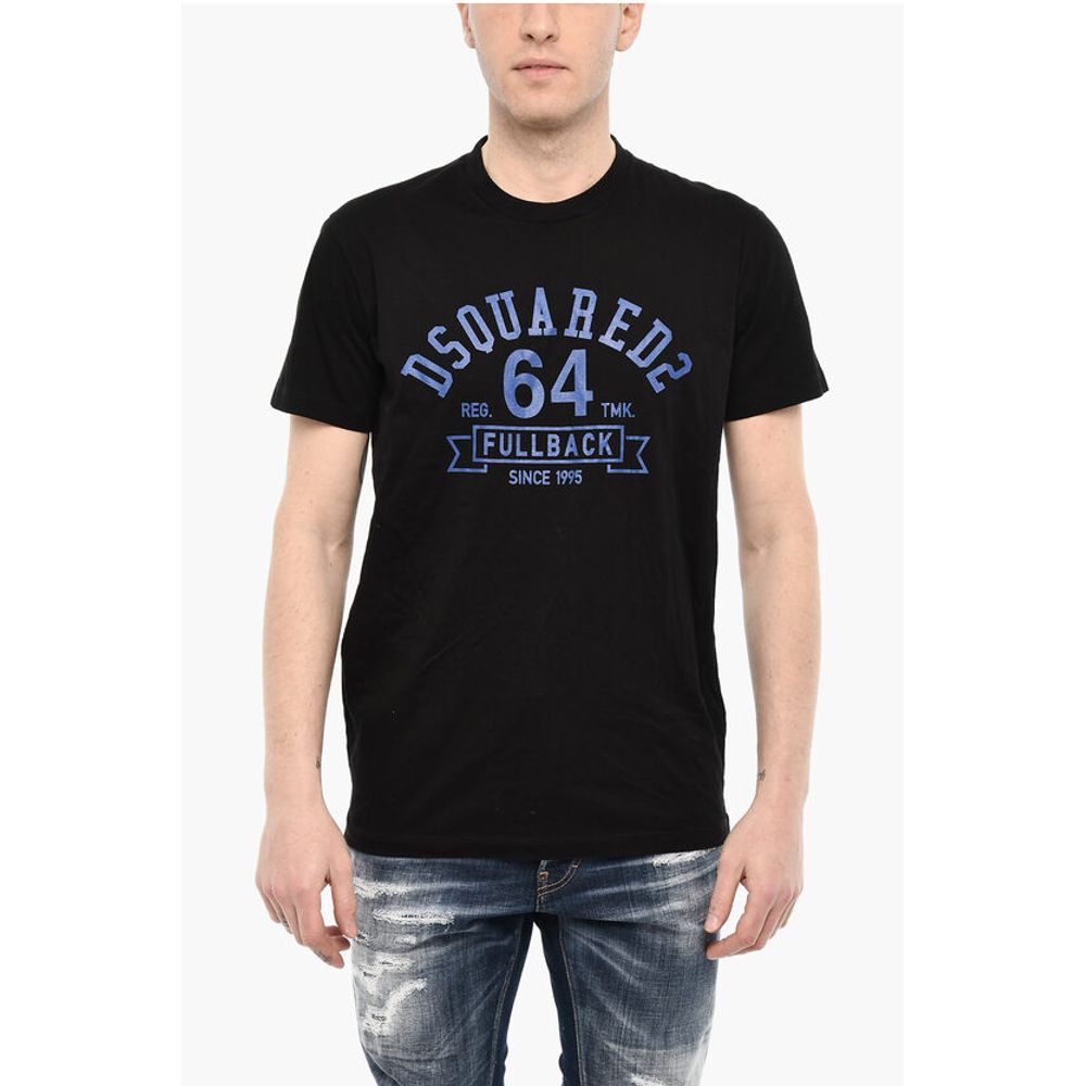 Cotton Crew-neck T-shirt with Contrasting Print
