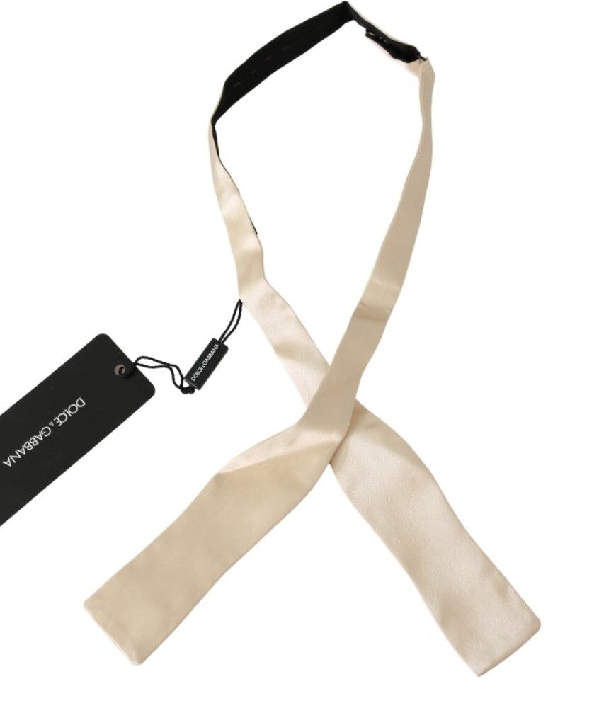 Beige Slim Skinny Men Necktie 100% Silk Bowtie