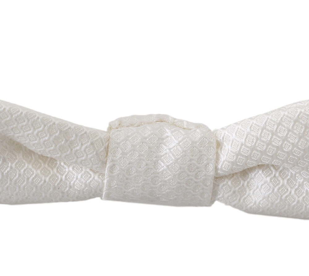 White 100% Silk Slim Adjustable Neck Papillon Men Tie