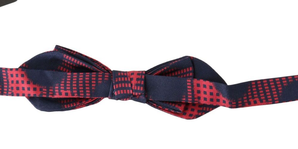 Red Checkered 100% Silk Adjustable Men Neck Bow Tie