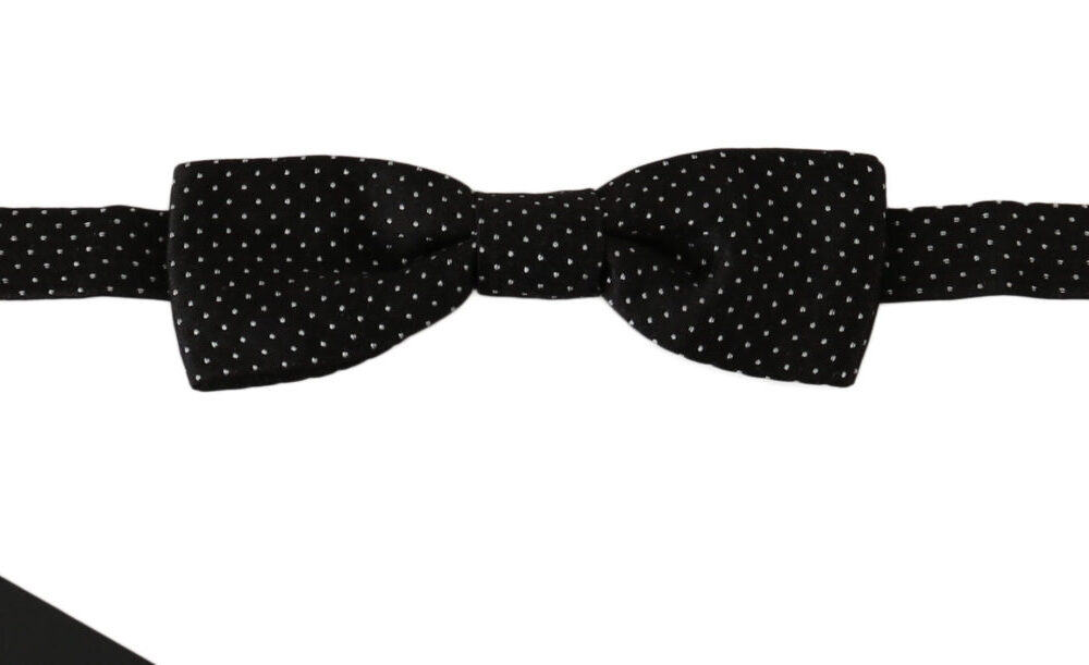Black Polka Dots Silk Adjustable Neck Papillon Men Bow Tie