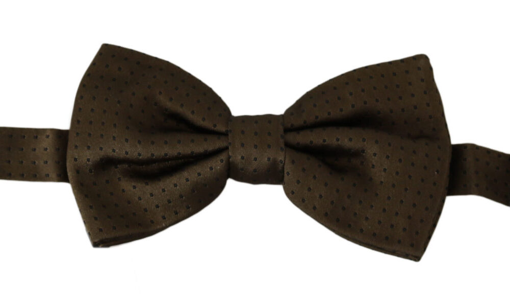 Brown Polka Dots Silk Adjustable Neck Papillon Men Bow Tie