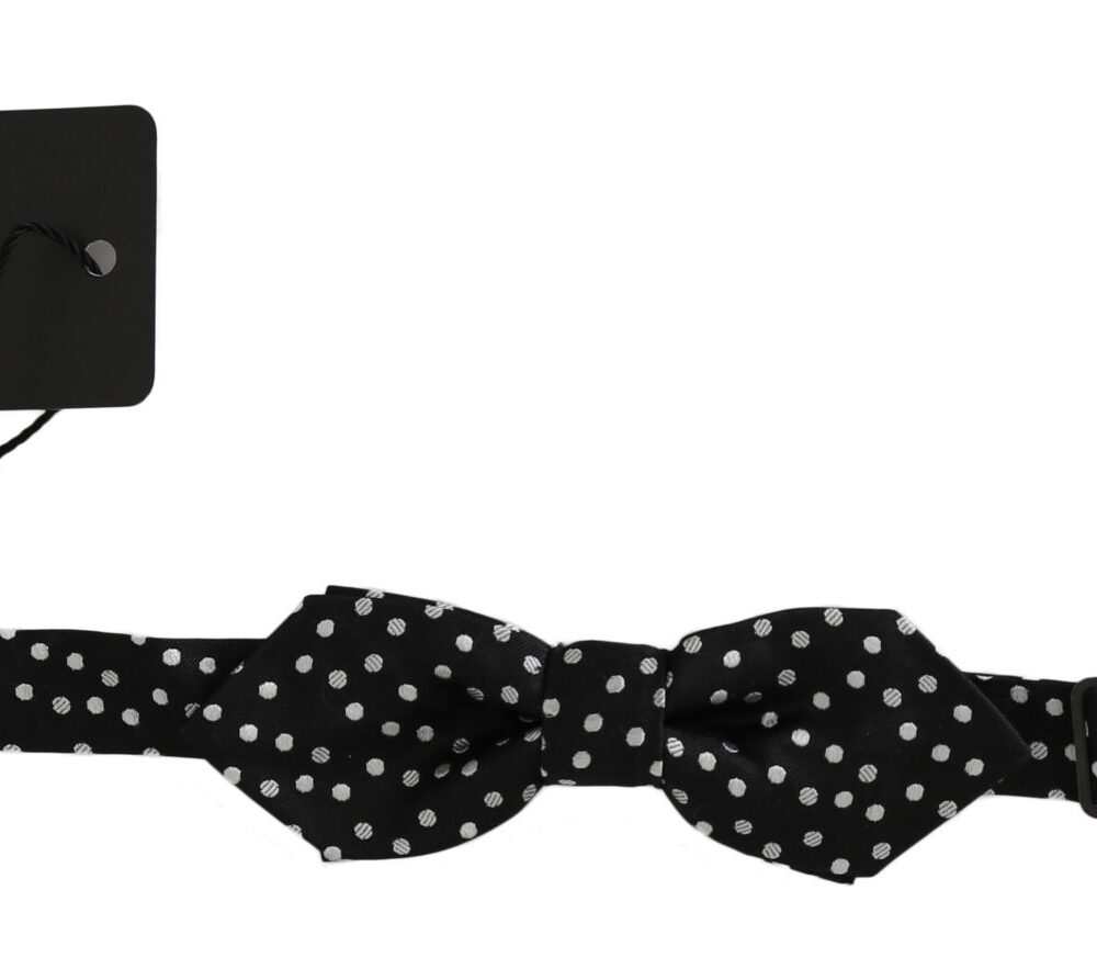 Black Polka Dots Silk Adjustable Neck Papillon Men Bow Tie